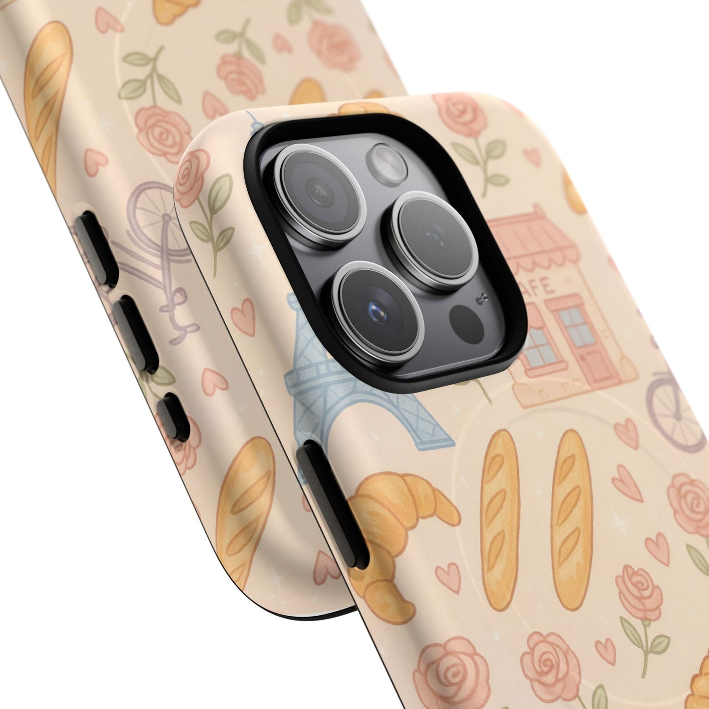 Parisian Bakery iPhone Case — Cute Eiffel Tower, Croissants & Baguette Tough MagSafe Case
