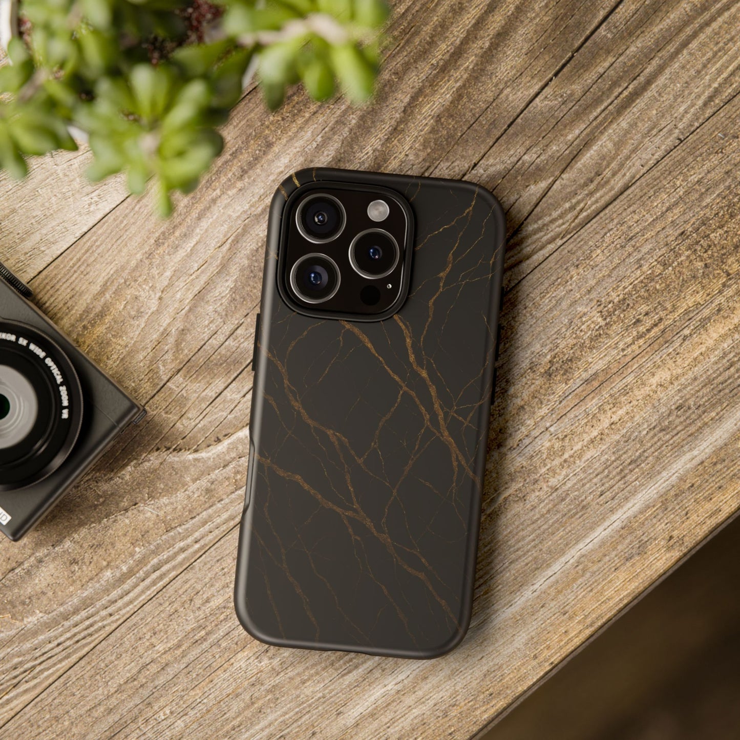Black Marble Tough iPhone Case