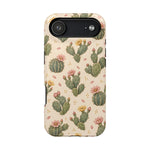 Cactus Bloom – Sage Green Floral Cactus MagSafe Phone Case, glossy iPhone 17 Air, rear view