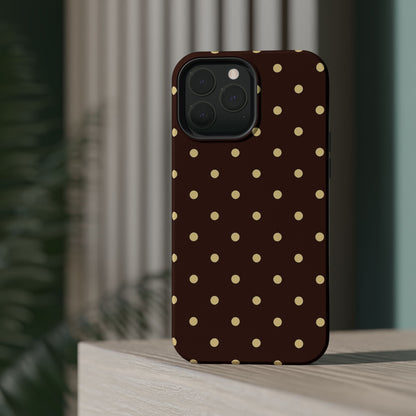 Polka Dot iPhone Case — Brown & Cream Protective Cover with MagSafe compatibility