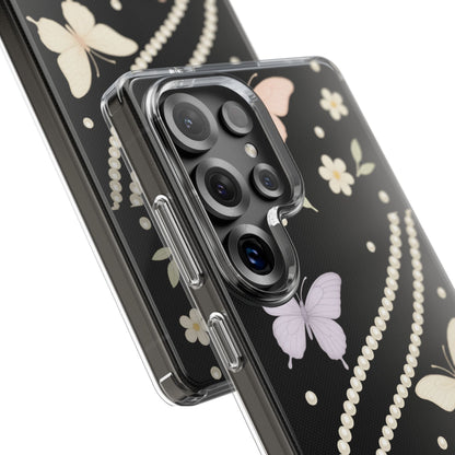 Butterfly Pearl Impact-Resistant Clear iPhone Case