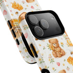 Honey Teddy Bear iPhone Case — Yellow Bee & Honey Pot Design with MagSafe