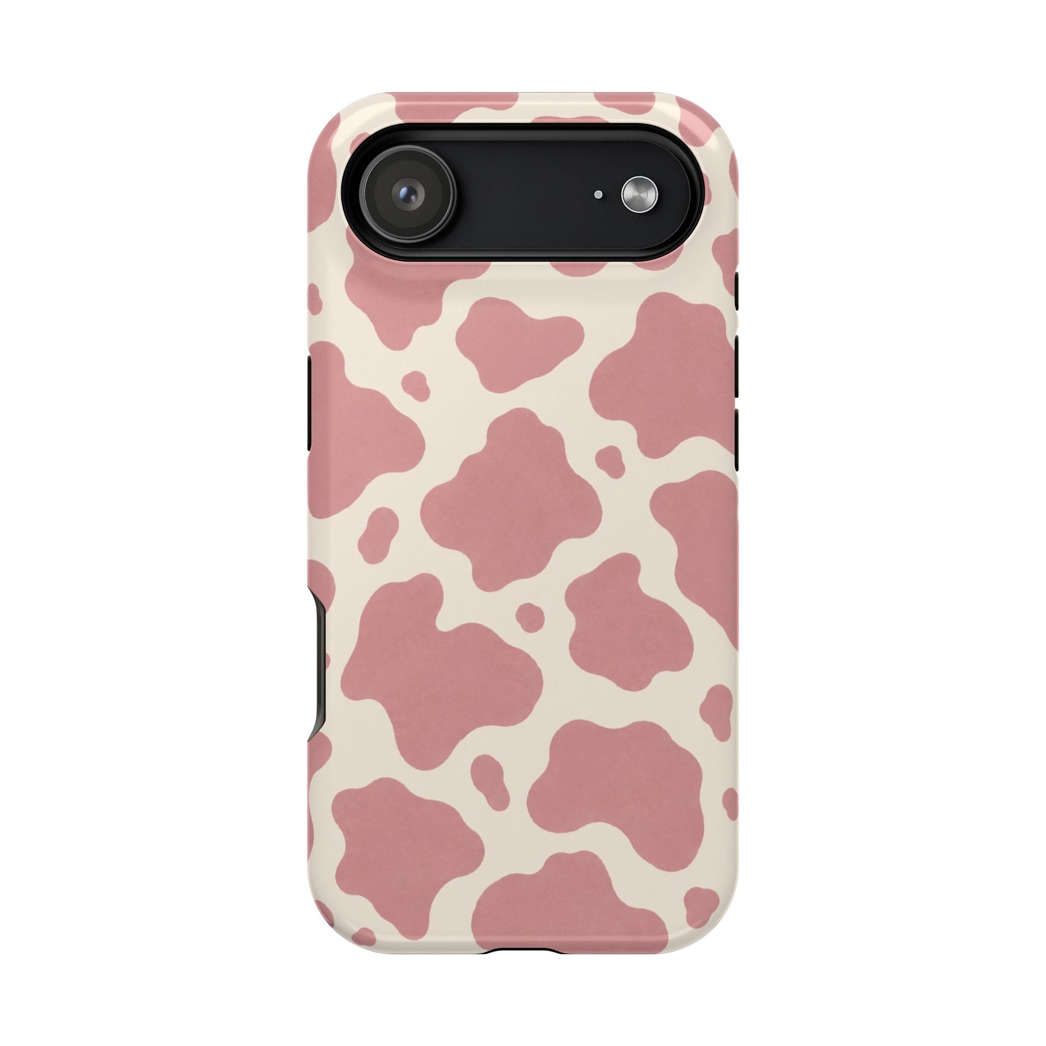 Rose Cowprint – Pink Cow Print MagSafe Phone Case, glossy iPhone 17 Air, rear view
