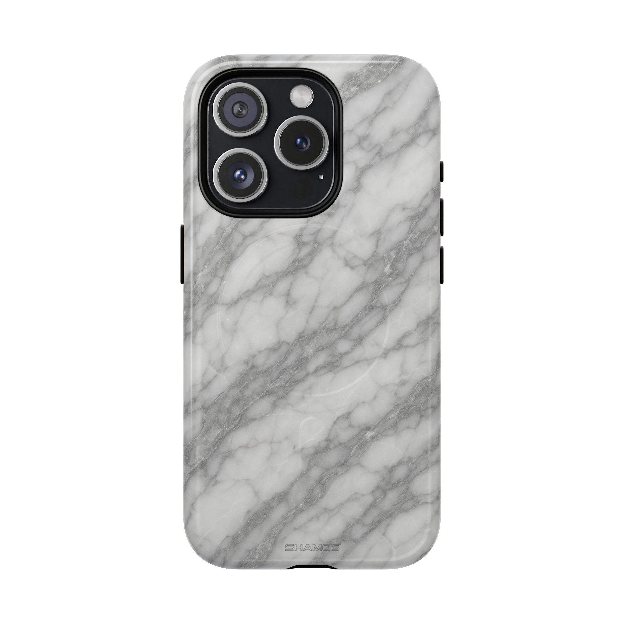 Silver Mist Marble iPhone Case with MagSafe - iPhone 15 Pro / Glossy - Shamo's #iphone-15-pro