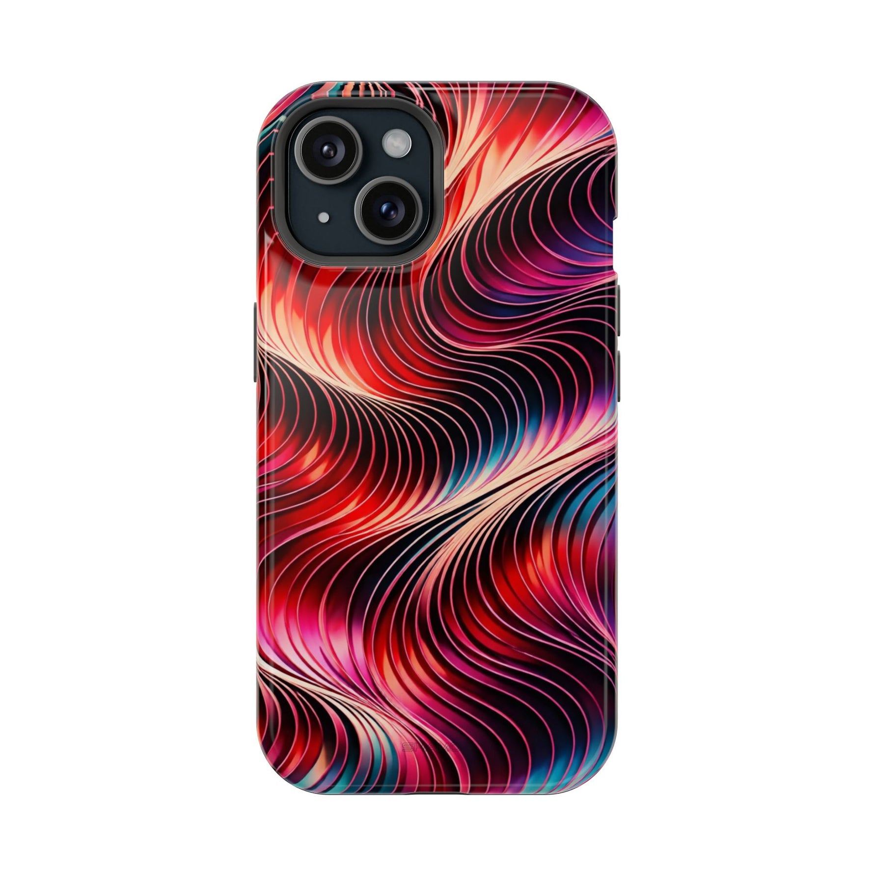 Abstract Red Wave Magnetic Impact-Resistant Phone Case | MagSafe