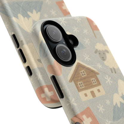 Swiss Chalet Sheep Pattern Tough MagSafe iPhone Case