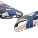 Indigo Loom MagSafe Phone Case – Blue & Ivory Abstract Woven Pattern