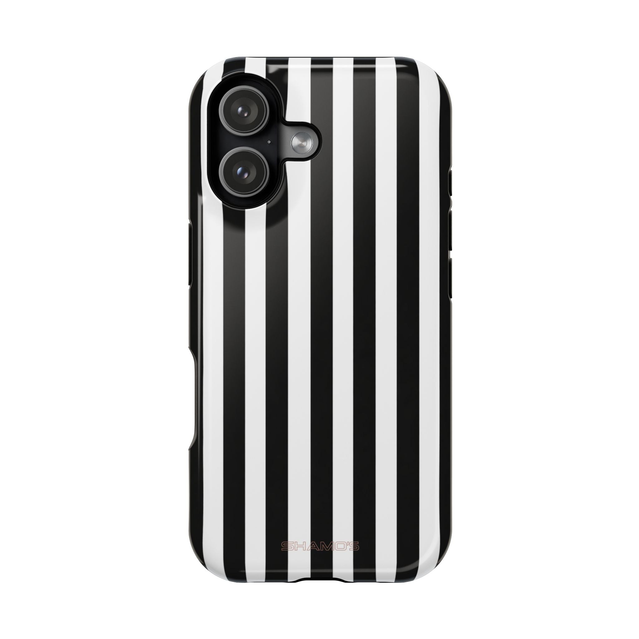 Striped MagSafe Compatible Magnetic Impact-Resistant Phone Case | Black & White Vertical Stripe (Noir Blanc)