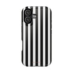 Striped MagSafe Compatible Magnetic Impact-Resistant Phone Case | Black & White Vertical Stripe (Noir Blanc) - iPhone 17 / Glossy - Shamo's