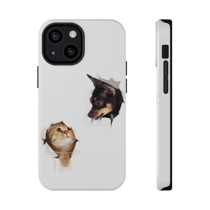 Impact-Resistant Cases with a cat and a dog