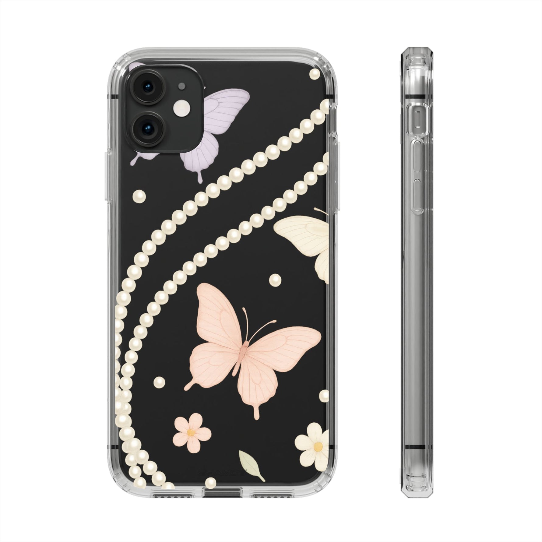 Butterfly Pearl Impact-Resistant Clear iPhone Case - iPhone 11 / Without gift packaging - Shamo's