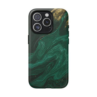 Emerald Marble with Gold Veins iPhone Case | with MagSafe  Shamo's iPhone 15 Pro / Matte