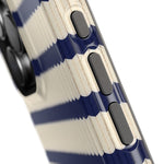 Navy & Cream Ribbed Holiday Sweater Design iPhone Case with MagSafe compatibility