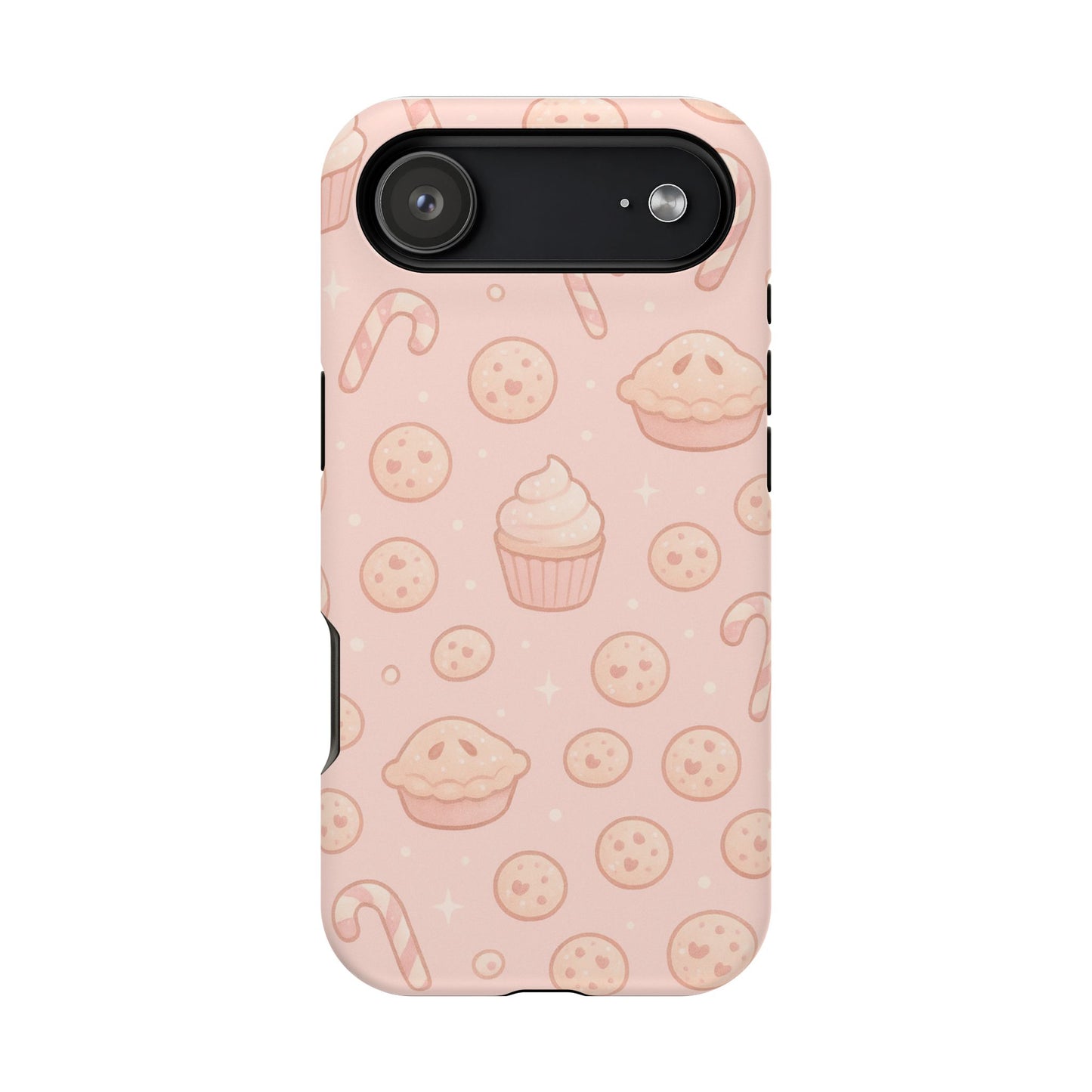 Pink Holiday Sweets Pattern (Cupcake, Pie, Candy Cane) iPhone Case with MagSafe
