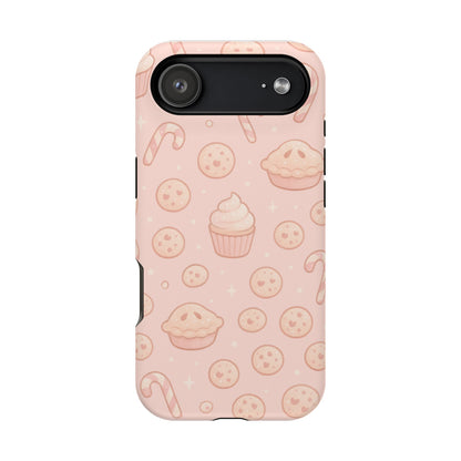 Pink Holiday Sweets Pattern (Cupcake, Pie, Candy Cane) iPhone Case with MagSafe