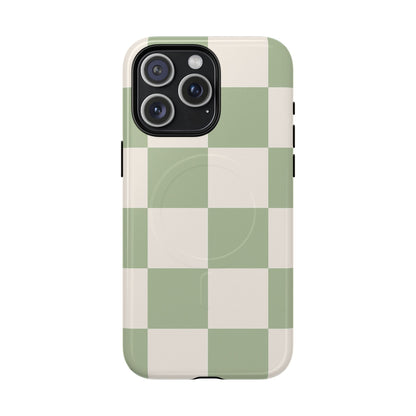 Sage Checkerboard Tough iPhone Case - Compatible with MagSafe