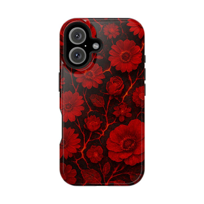 Melted Lava Dark Red Floral iPhone Case — MagSafe Compatible  Shamo's iPhone 16 / Glossy