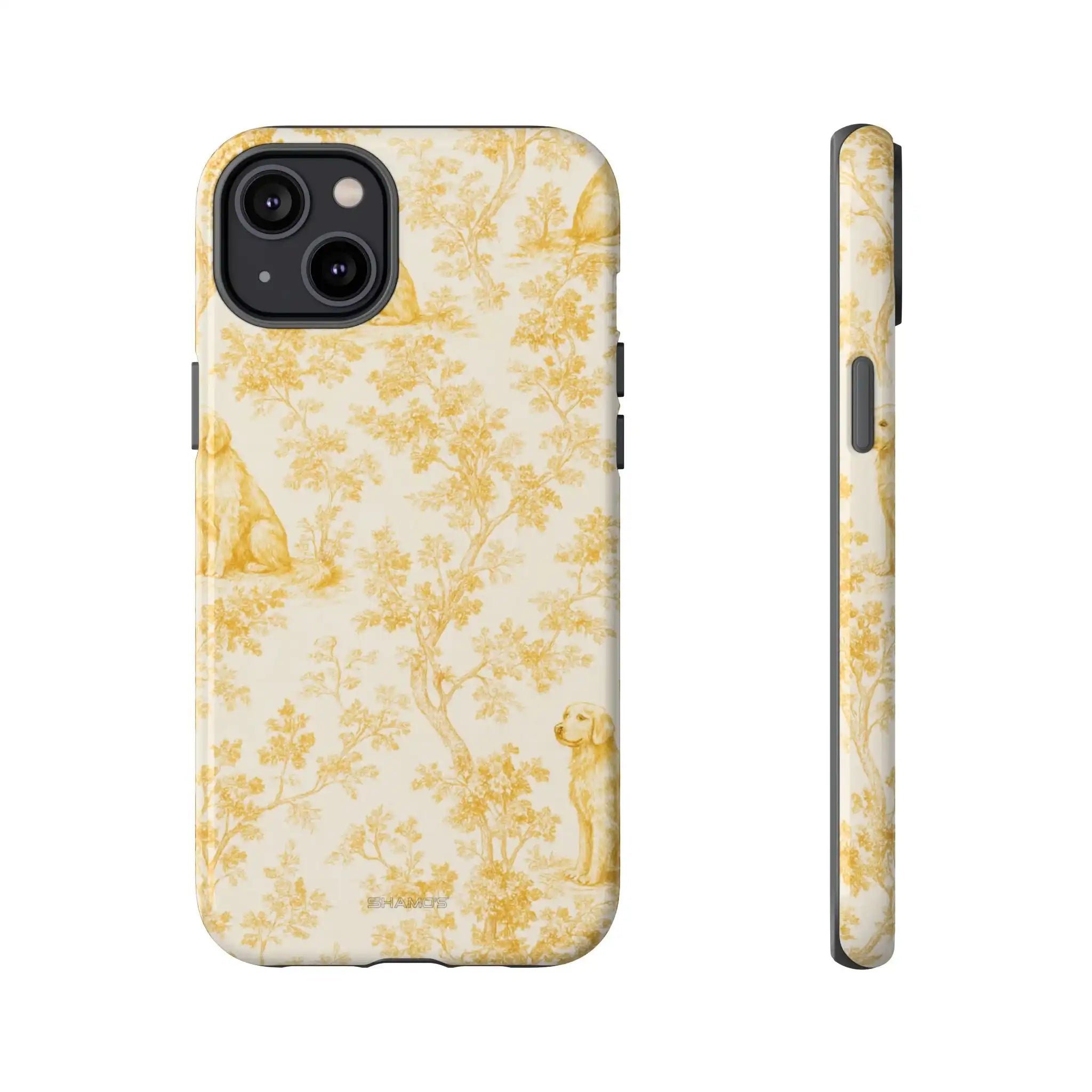 Golden Retriever Pattern Phone Case — Impact Resistant Tough Cases - iPhone 14 Plus / Glossy - Shamo's