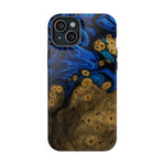 Blue Swirl & Burl Wood Impact iPhone Case | MagSafe compatible  Shamo's iPhone 15 Plus / Glossy