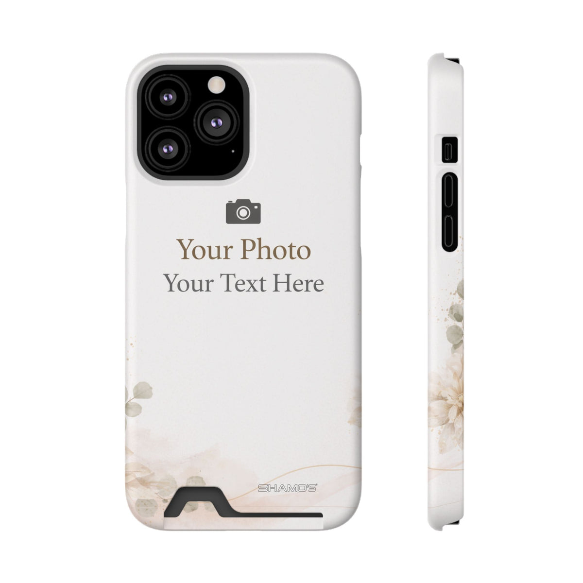 Funda para teléfono personalizable con tarjetero | Añade tu propia foto y texto