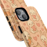 Cozy Critter Friends iPhone Case — Cute Bunny & Kitten Heart Pattern with MagSafe  Shamo's