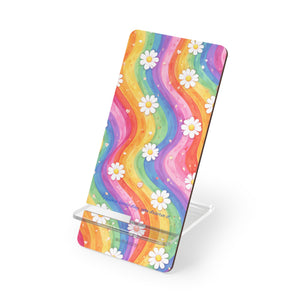 Rainbow Daisy Phone Stand, Floral Colorful Mobile Display Stand - 2.8" x 5.9" / Glossy - Shamo's