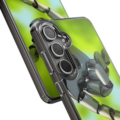 Clear Cases for iPhone 14 Series with Robotic hand and Butterfly.