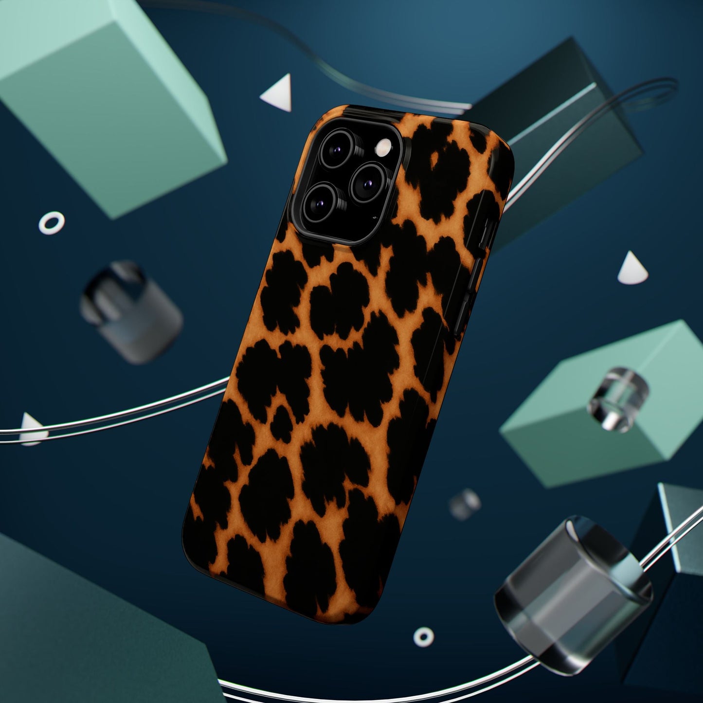 Leopard Print Impact-Resistant iPhone Case with MagSafe compatibility