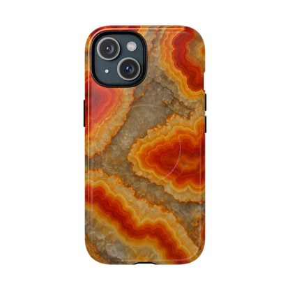 Agate Glow Marble iPhone Case Orange Geode Stone Design with MagSafe - Shamo's