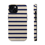 Navy & Cream Ribbed Holiday Sweater Design iPhone Case with MagSafe compatibility