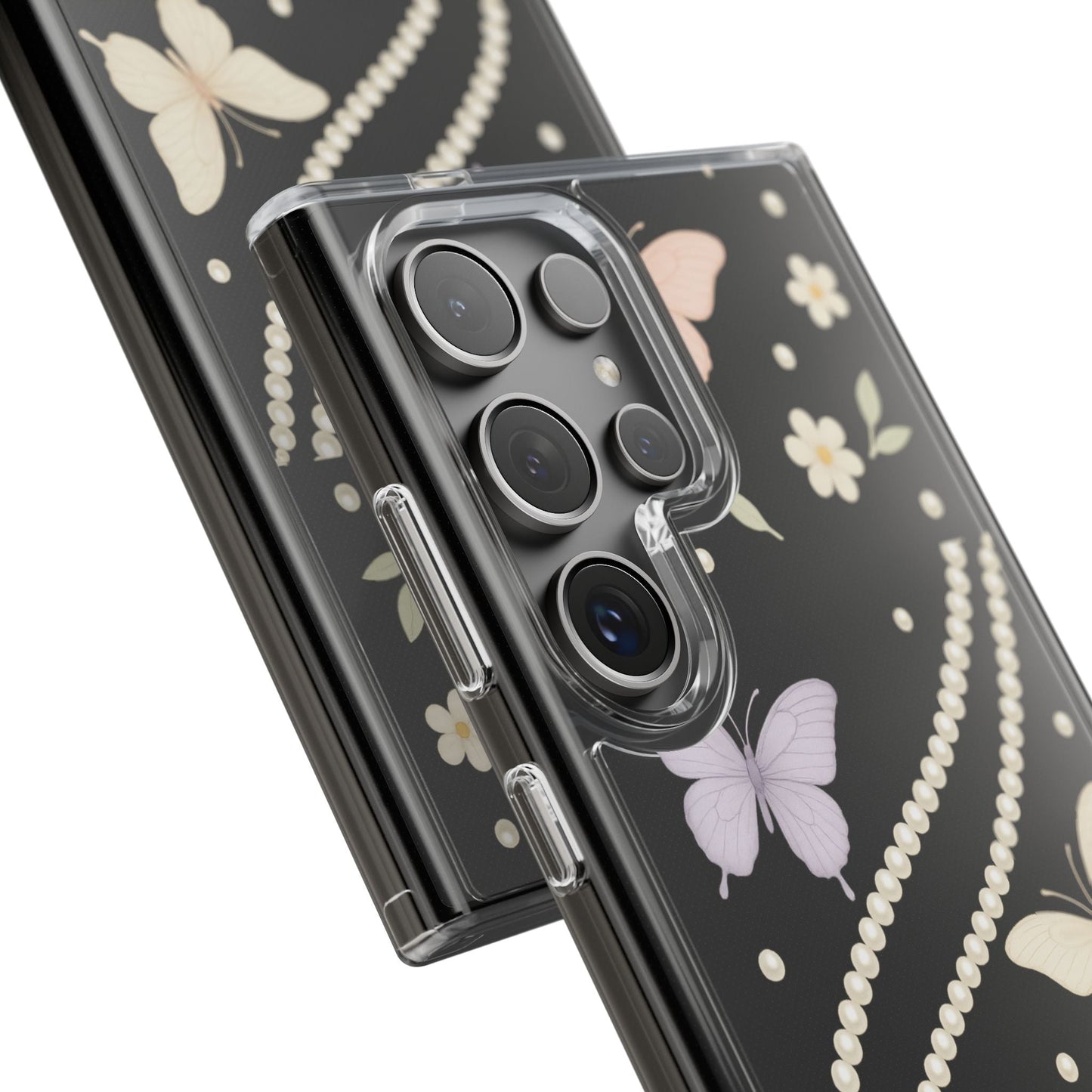 Butterfly Pearl Impact-Resistant Clear iPhone Case