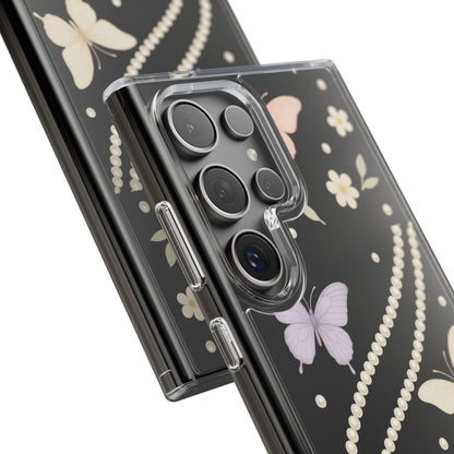 Butterfly Pearl Impact-Resistant Clear iPhone Case