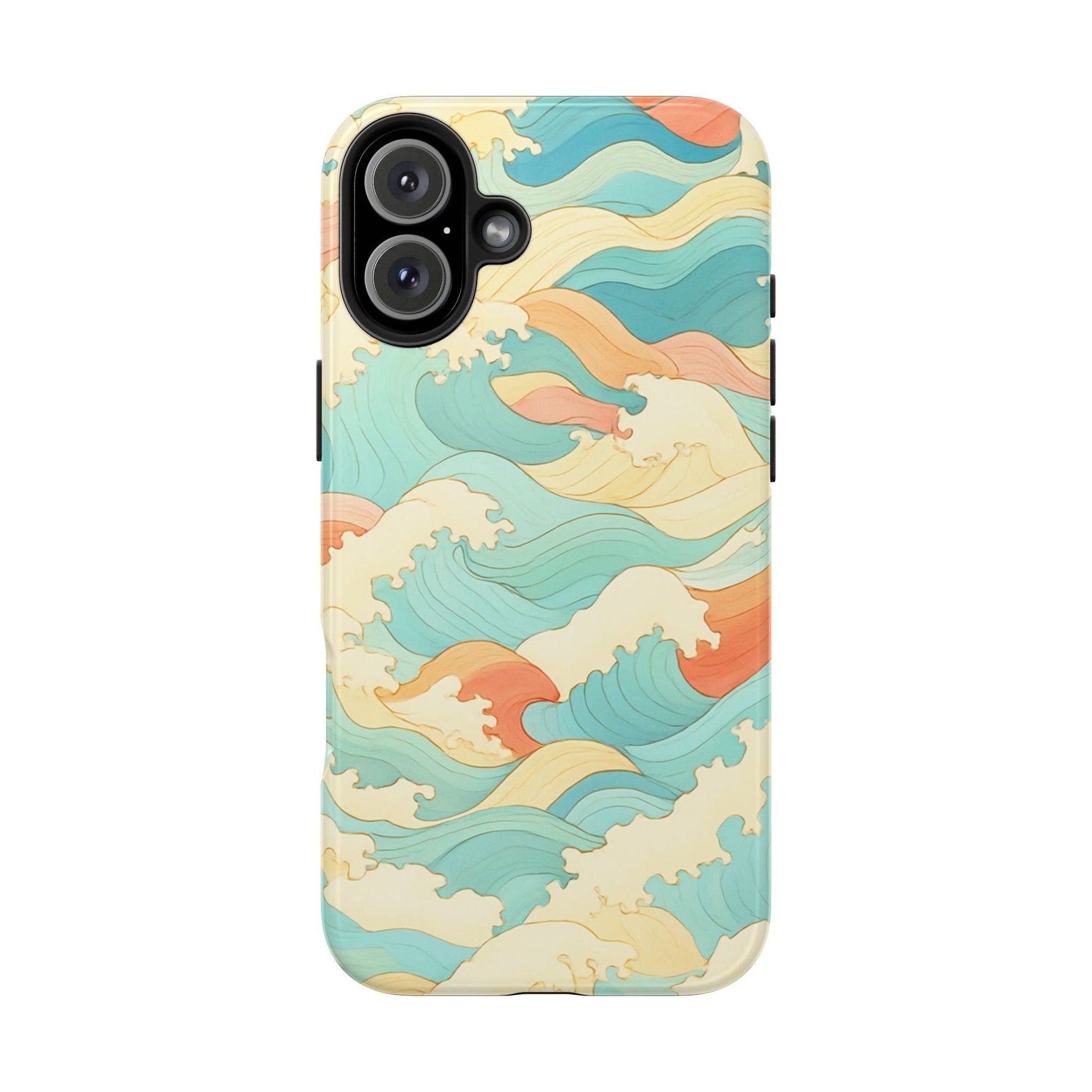 Ocean Wave Tough Phone Case — Pastel Retro Surf Pattern  Shamo's iPhone 16 Plus