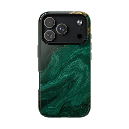 Emerald Marble with Gold Veins iPhone Case | with MagSafe  Shamo's iPhone 17 Pro / Glossy