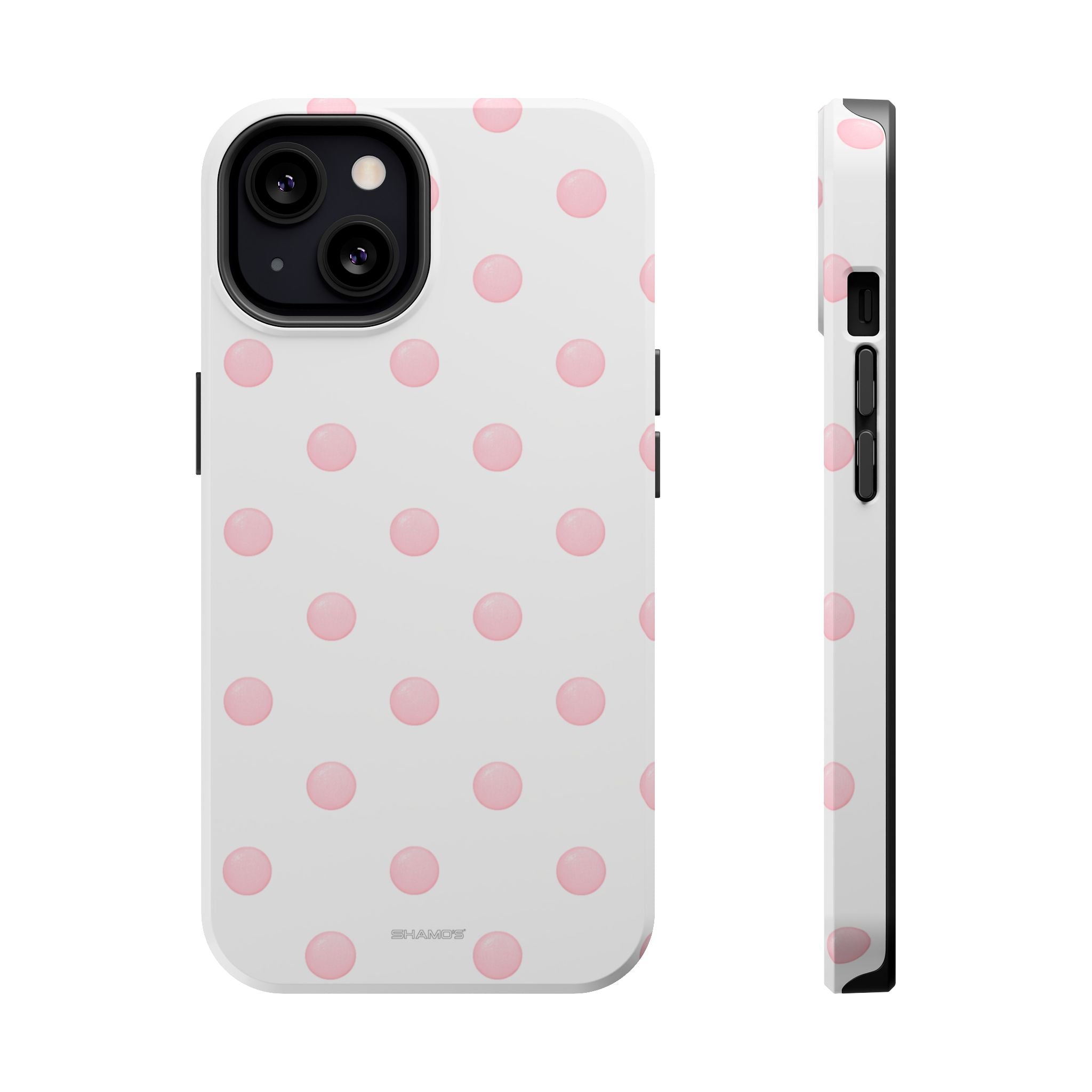 Pink Polka Dot Impact-Resistant Phone Case | MagSafe - iPhone 13 / Glossy - Shamo's