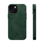 Topographic Green Magnetic Impact-Resistant iPhone Case | MagSafe compatible
