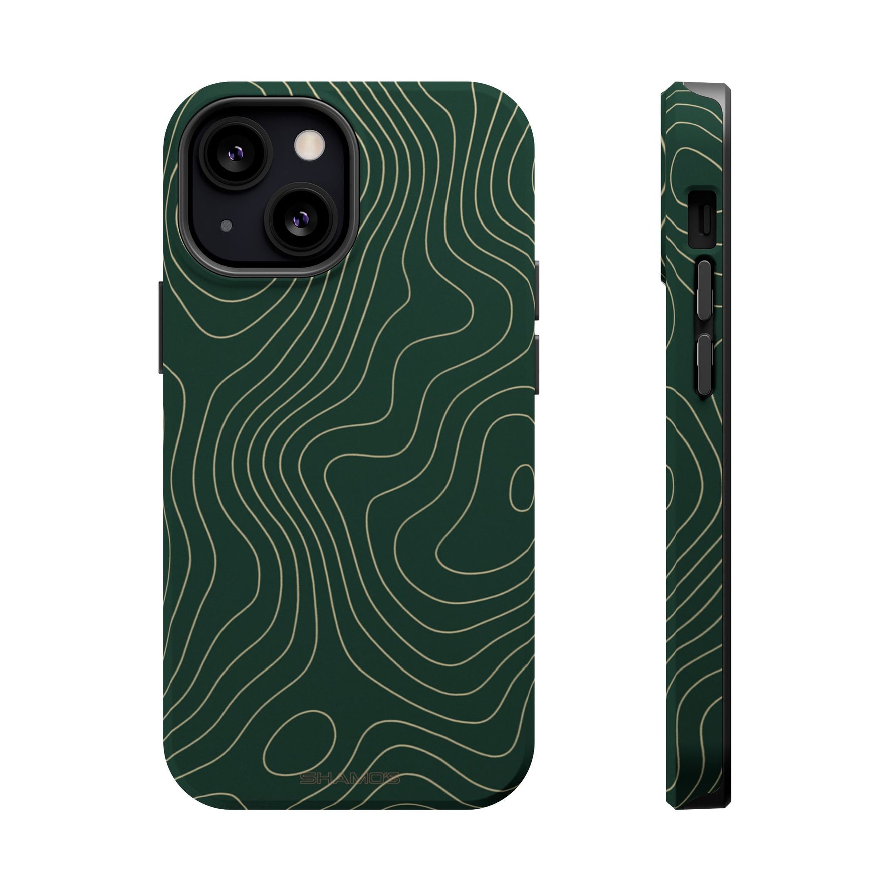 Topographic Green Magnetic Impact-Resistant iPhone Case | MagSafe compatible
