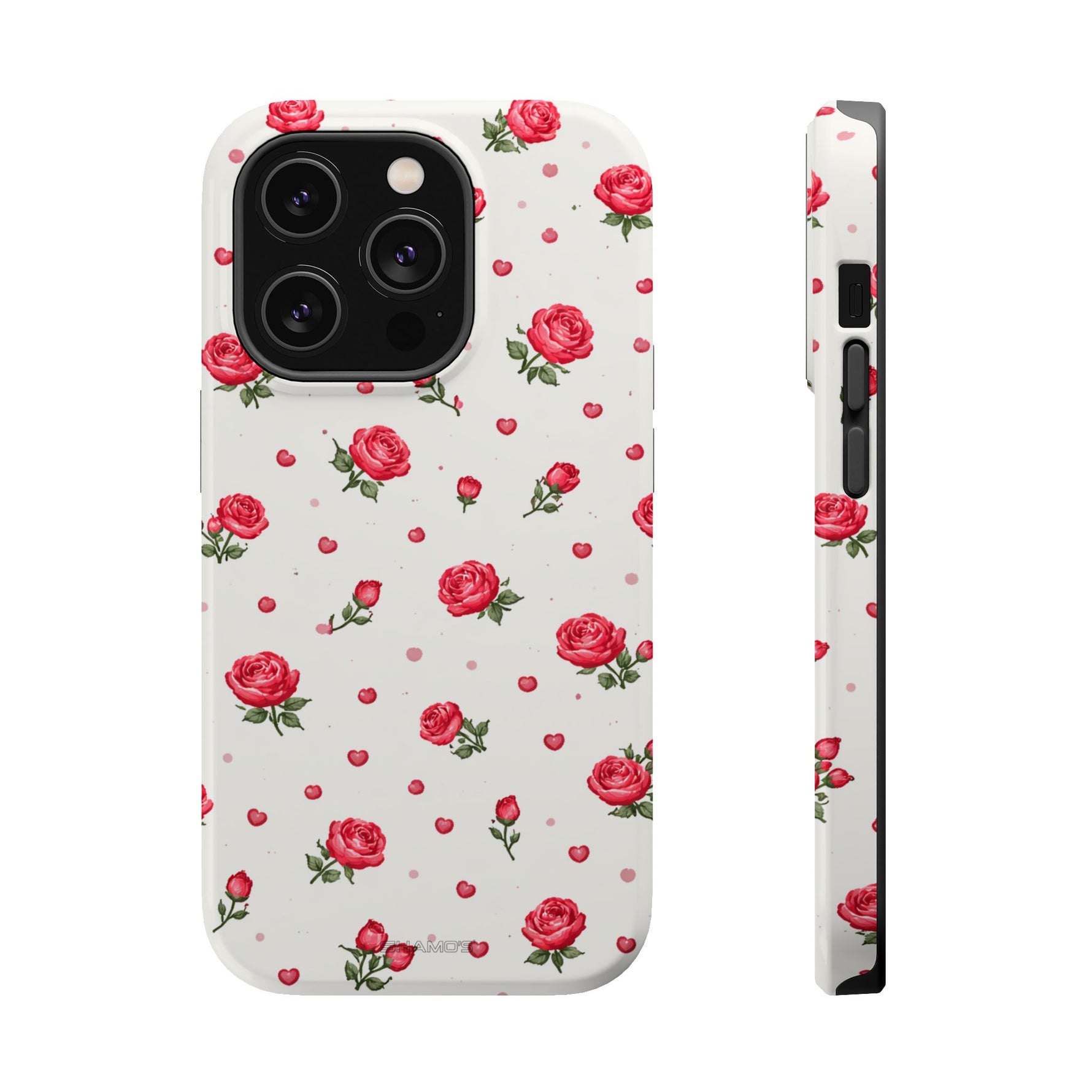 Rose Pattern Impact-Resistant iPhone Case | MagSafe