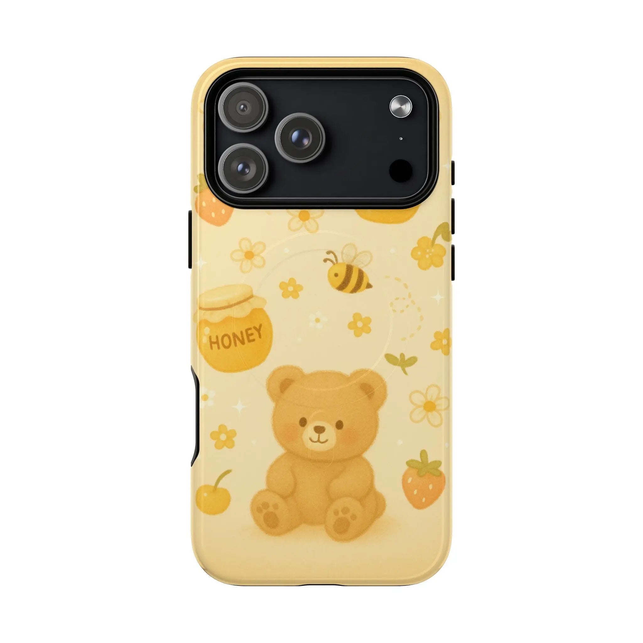 Cute Honey Teddy Bear iPhone Case — Yellow Bee & Honey Pot Design with MagSafe - Shamo's