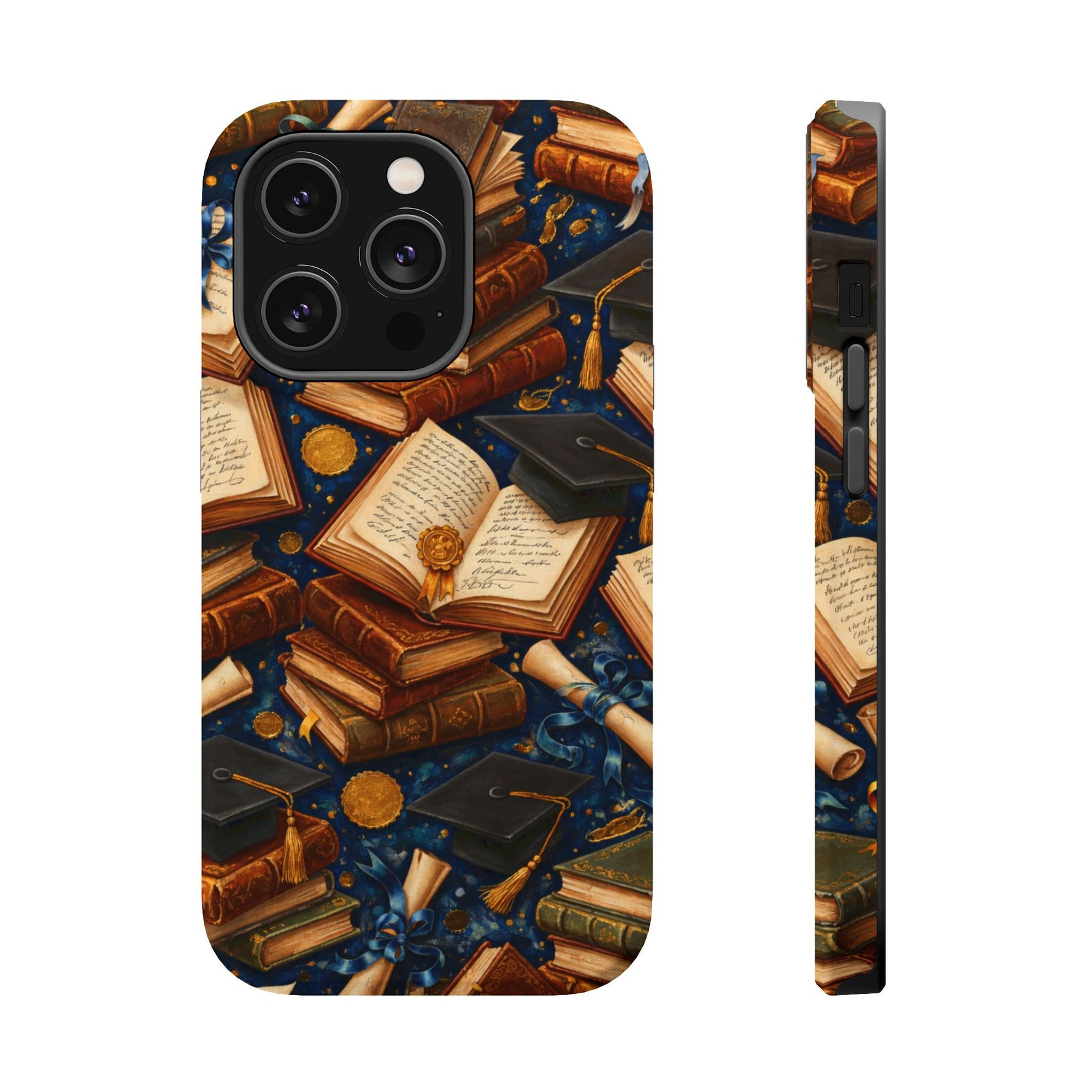Vintage Books & Graduation Caps MagSafe Phone Case, Impact-Resistant Graduation Gift - iPhone 14 Pro / Matte - Shamo's