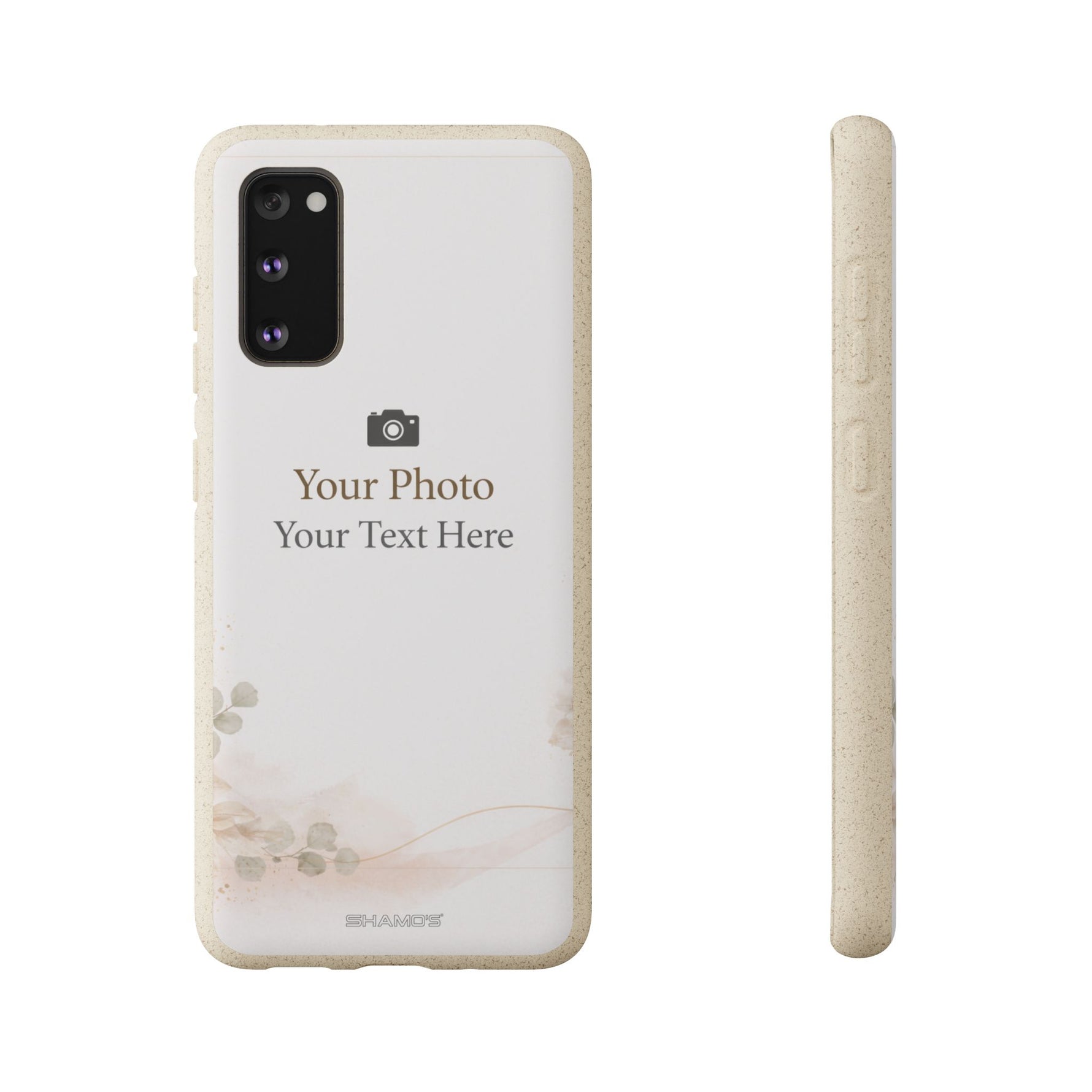 Personalizable Biodegradable Custom Phone Case | Add your own Photo and Text - Samsung Galaxy S20 with gift packaging - Shamo's