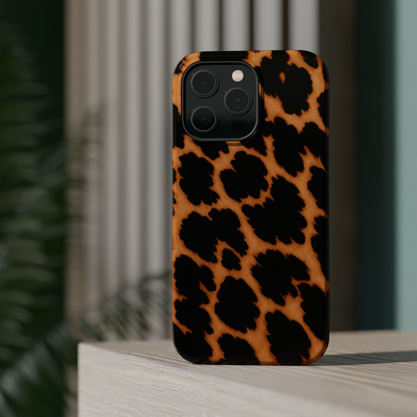 Leopard Print Impact-Resistant iPhone Case with MagSafe compatibility