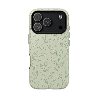 Sage Botanical Leaves Floral iPhone Case | MagSafe
