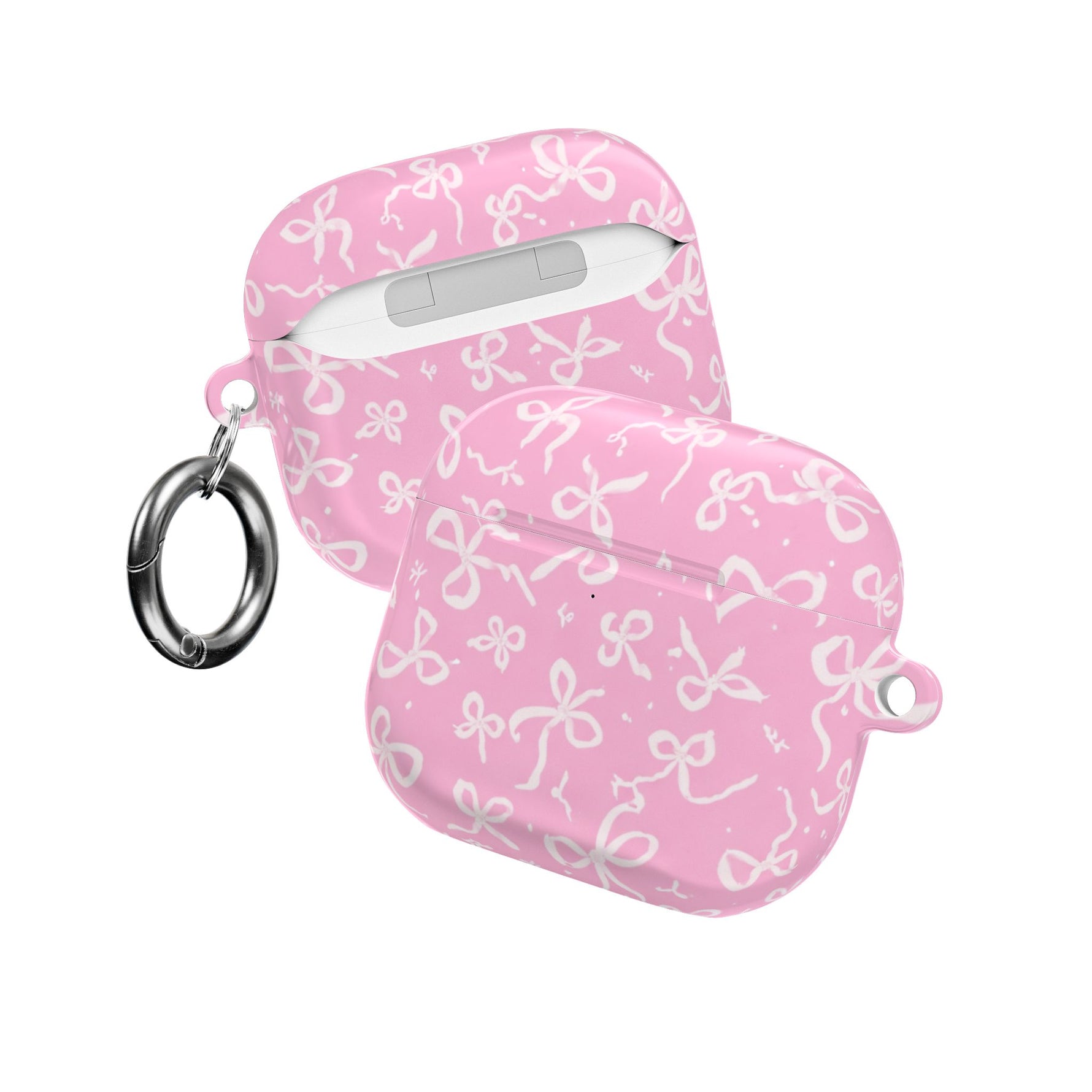 Pink Bow Pattern AirPod Case — Cute Floral Bow Protective Case