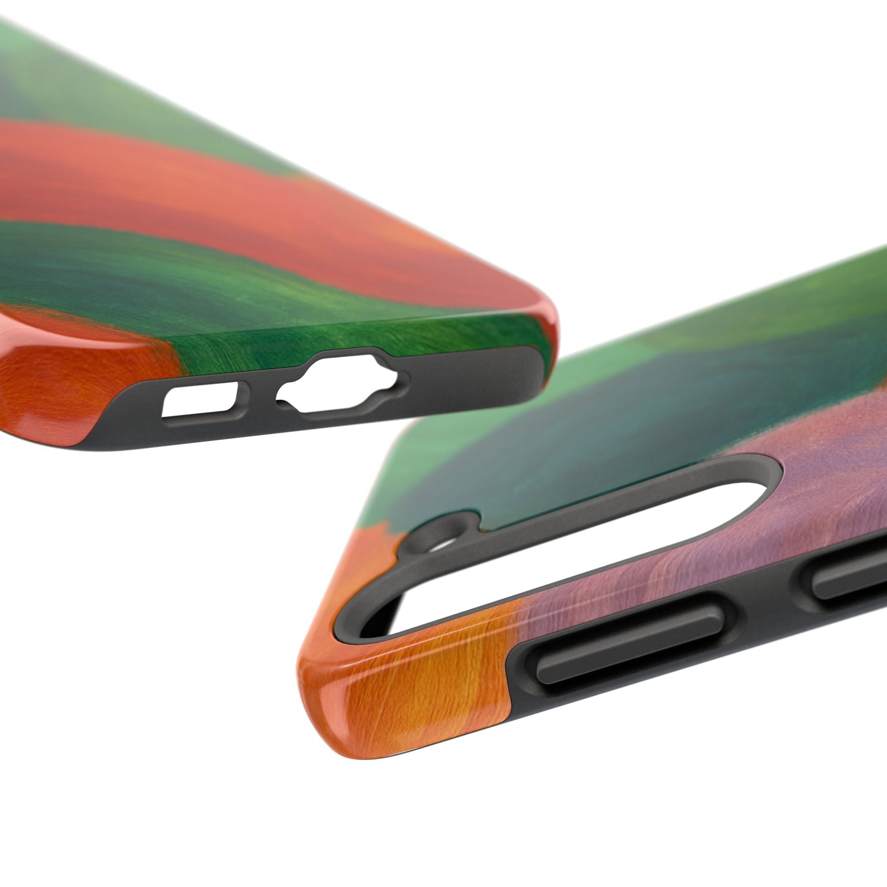 Abstract Color Wave Tough Phone Case — Bold Orange & Green Protective Phone Cover  Shamo's
