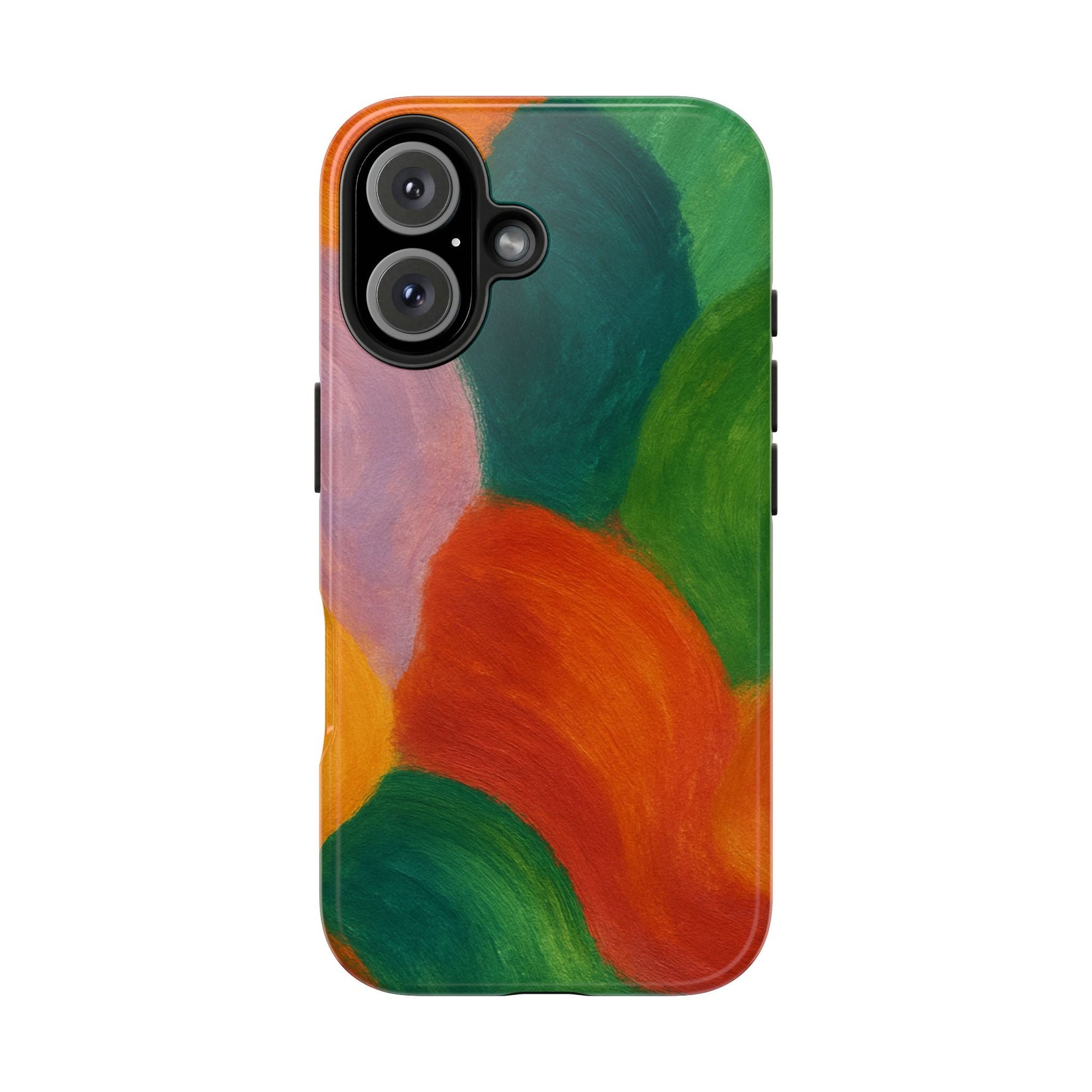 Abstract Color Wave Tough Phone Case — Bold Orange & Green Protective Phone Cover  Shamo's iPhone 16