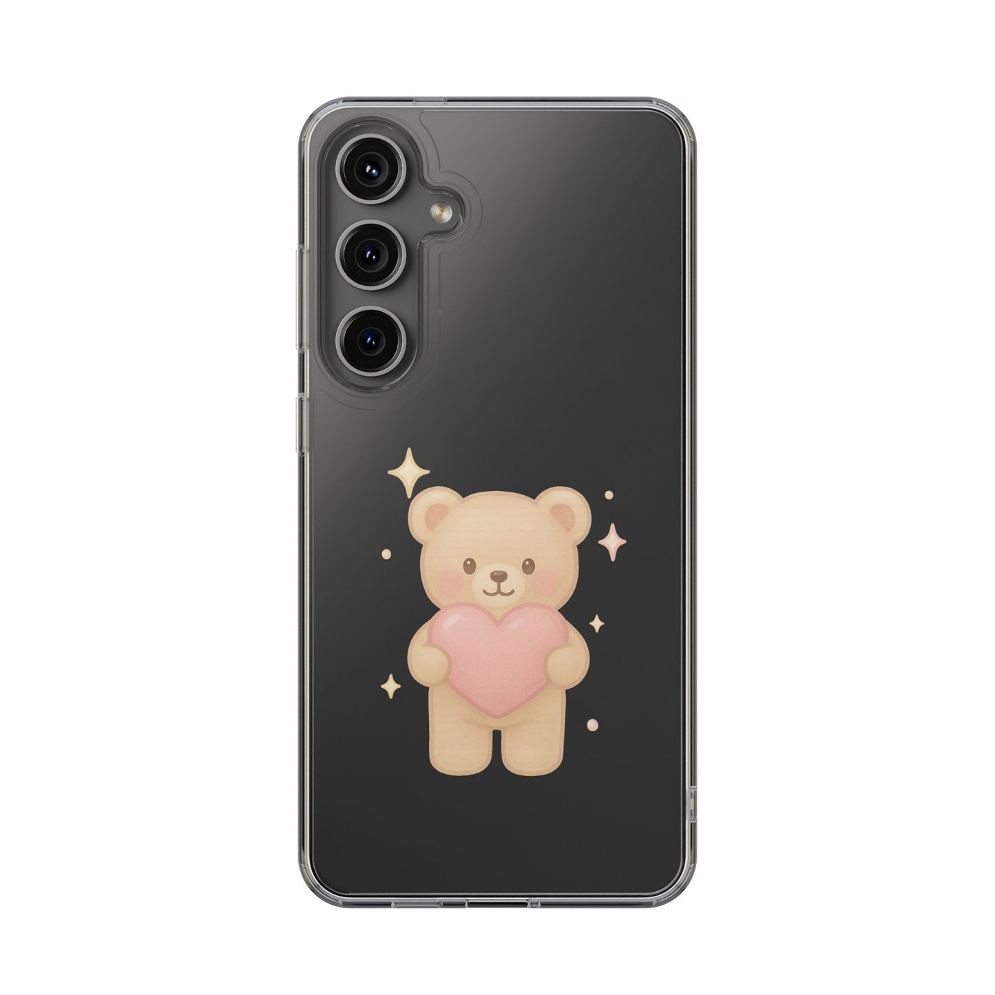 Romantic Teddy Bear Impact-Resistant iPhone Case with Heart Design