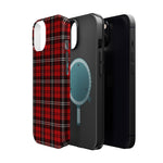 Red Tartan Plaid Impact-Resistant iPhone Case | MagSafe compatibility  Shamo's