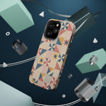 Prairie Quilt – Pastel Patchwork Pattern MagSafe Phone Case, glossy square triple-camera Pro model, rear view with magnetic accessories