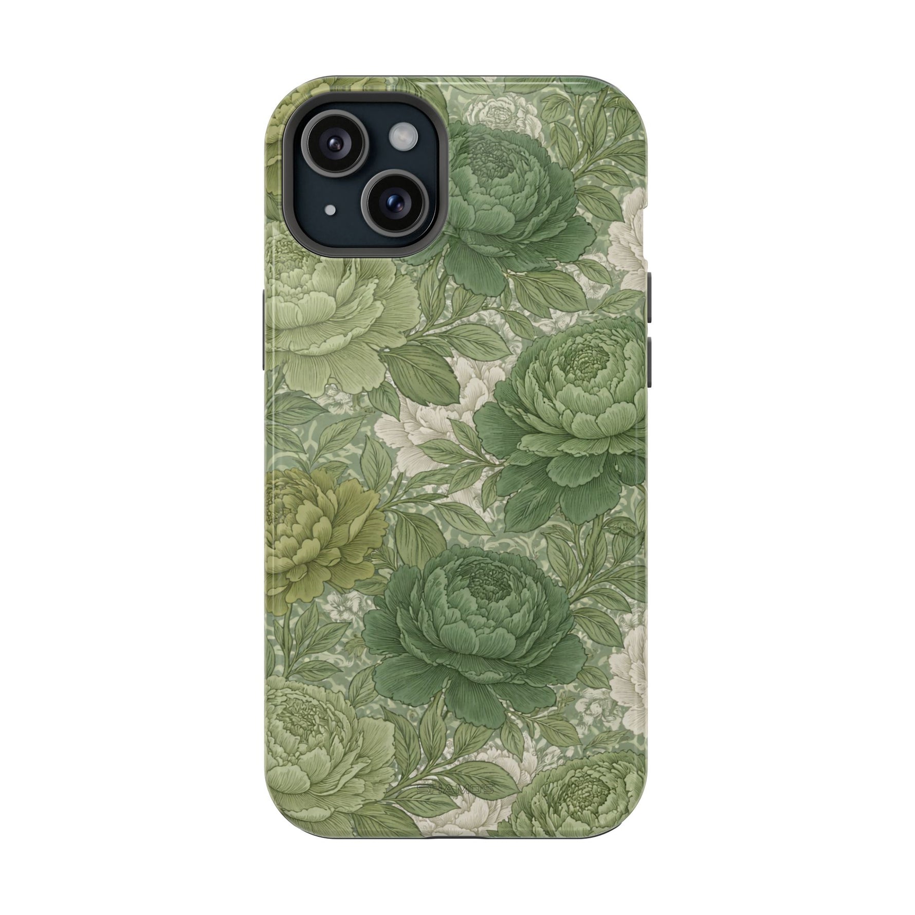 Green Succulent Floral Magnetic Impact-Resistant iPhone Case, MagSafe Compatible - iPhone 15 Plus / Glossy - Shamo's